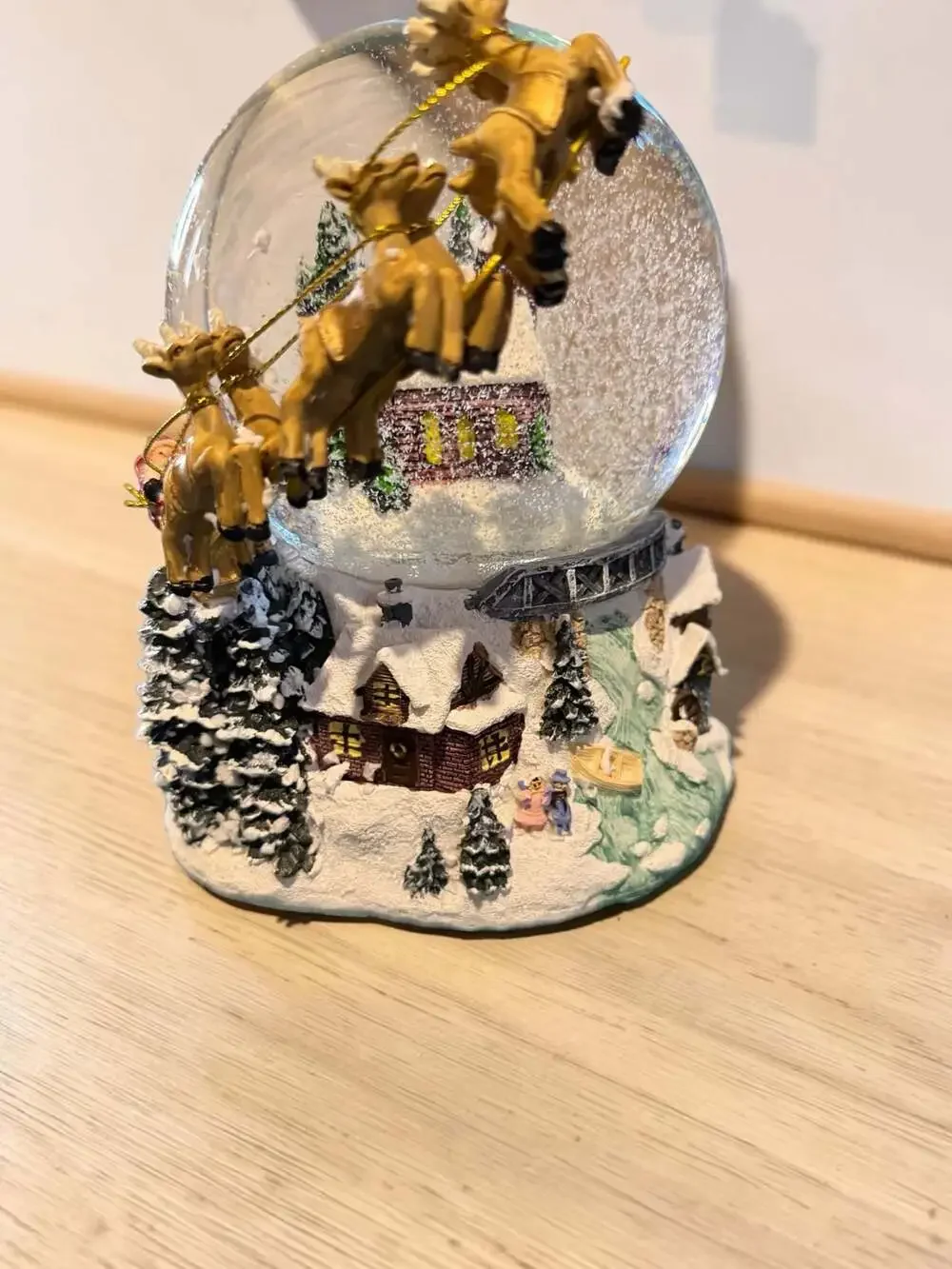 Santa in Sleigh with Flying Reindeer Musical Christmas Water Globe
